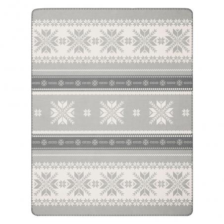 Koc świąteczny Biederlack Alpine Snow crystals 150x200 śnieżynki szare