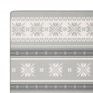 Koc świąteczny Biederlack Alpine Snow crystals 150x200 śnieżynki szare
