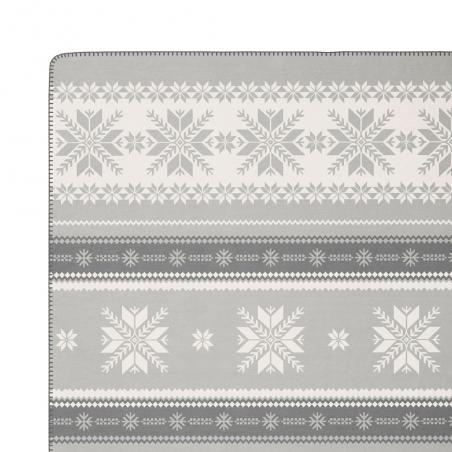 Koc świąteczny Biederlack Alpine Snow crystals 150x200 śnieżynki szare