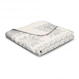 Koc świąteczny Biederlack Alpine Snow crystals 150x200 śnieżynki szare