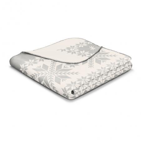 Koc świąteczny Biederlack Alpine Snow crystals 150x200 śnieżynki szare