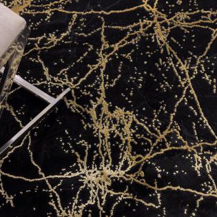 Dywan nowoczesny Elite 4355 czarny marmur ze złotymi żyłami