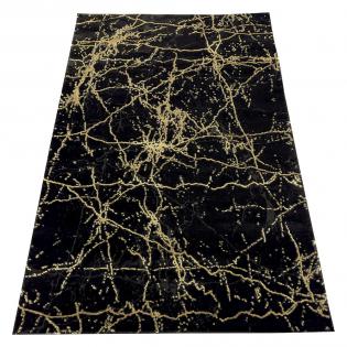 Dywan nowoczesny Elite 4355 czarny marmur ze złotymi żyłami