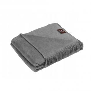 Bawełniany Koc marki Cotton Cloud 0293-42 jednokolorowy w kolorze ciemnym szarym  z frędzlami