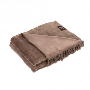 Bawełniany koc marki Cotton Cloud 0293-9 w kolorze sepia brązowym z frędzlami