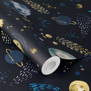 Tapeta ścienna dziecięca Rasch Kids World 300956 granatowy kosmos