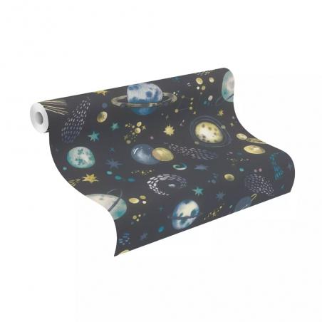 Tapeta ścienna dziecięca Rasch Kids World 300956 granatowy kosmos