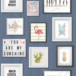 Tapeta ścienna Grandeco Exposure EP2202 zdjęcia napisy na granatowym tle dla dziewczynki