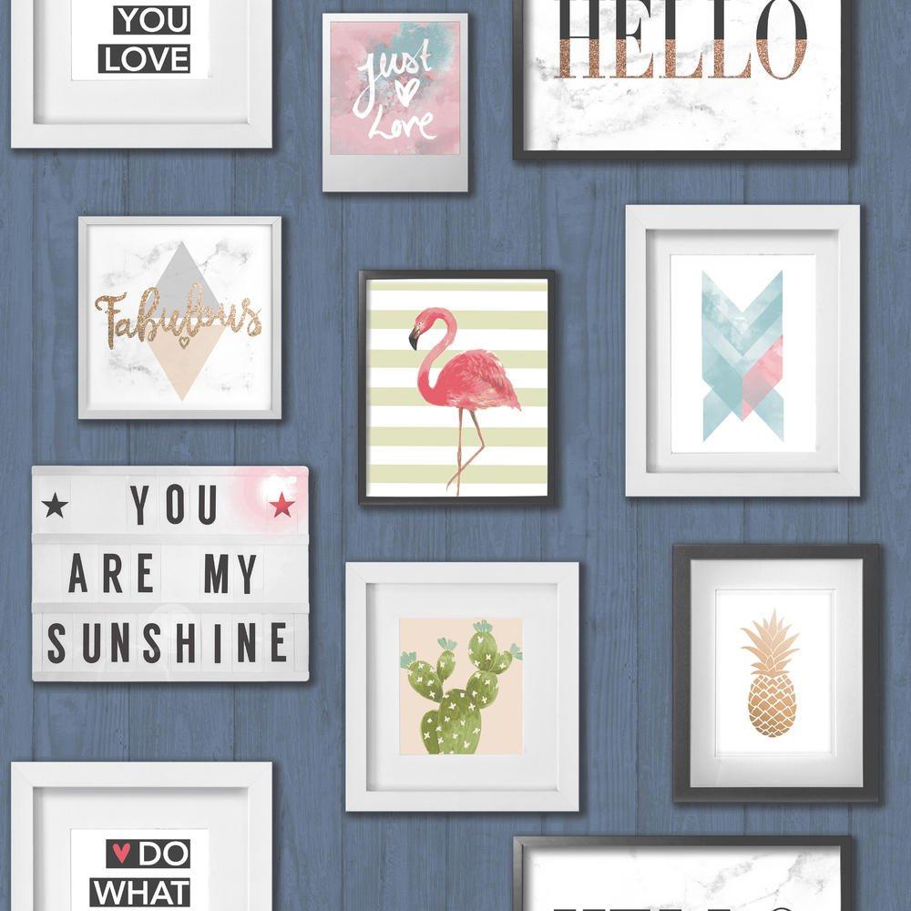 Tapeta ścienna Grandeco Exposure EP2202 zdjęcia napisy na granatowym tle dla dziewczynki