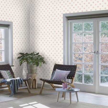 Tapeta ścienna dziecięca Rasch Bambino XIX 252019 różowe kropki na białym tle