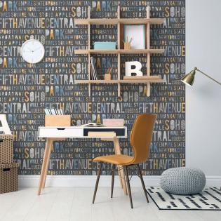 Tapeta Ugepa Loft M50809 napisy na grafitowym tle