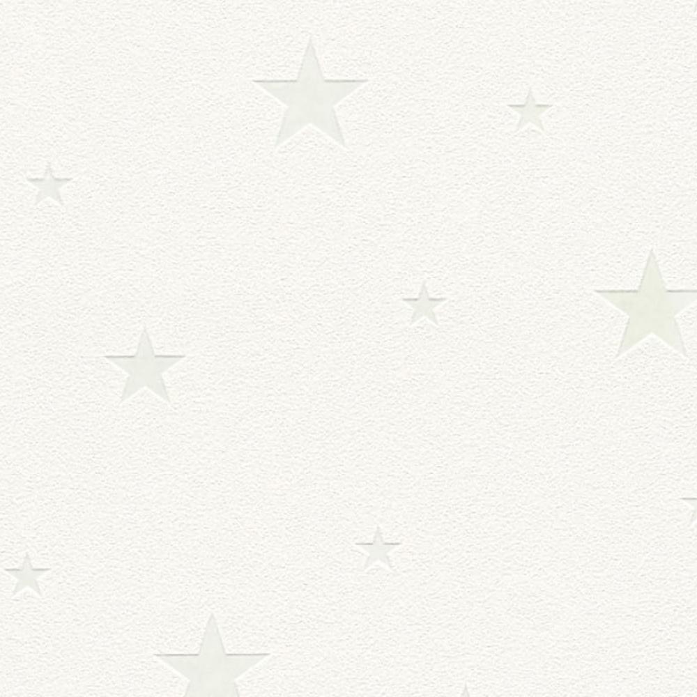 Tapeta ścienna dziecięca AS Creation Day and Night 32440-1 białe gwiazdki święcąca w nocy