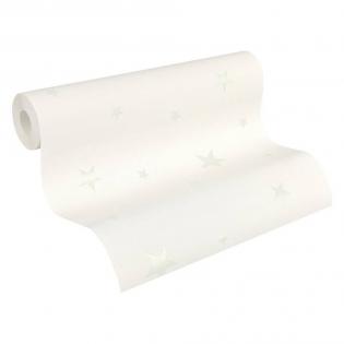 Tapeta ścienna dziecięca AS Creation Day and Night 32440-1 białe gwiazdki święcąca w nocy
