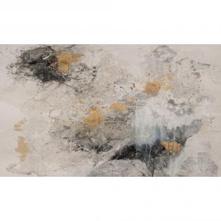 Tapeta Fog - abstrakcja beżowo-szara z dodatkiem złotego