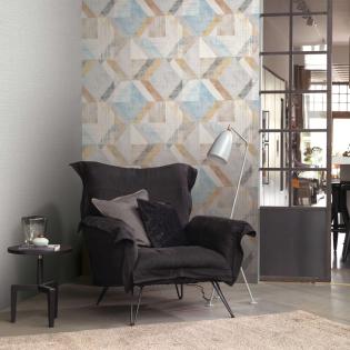 Tapeta Rasch Color your life 311907 geometryczna musztardowo-niebieska