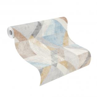 Tapeta Rasch Color your life 311907 geometryczna musztardowo-niebieska