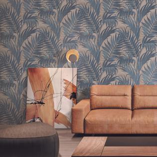 Tapeta Design ID Grace GR322105 liście oliwkowo-beżowe