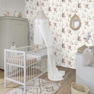 Tapeta ścienna dziecięca Rasch Kids World 300048 leśne zwierzątka na białym tle