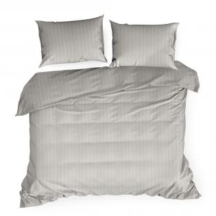 Pościel Eurofirany Esprit 07B flanela bawełniana z nadrukiem w klasyczne prążki szare