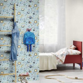 Tapeta ścienna dziecięca Rasch Kids World 300949 niebieski kosmos dla chłopca