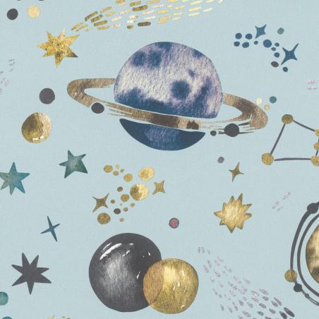 Tapeta ścienna dziecięca Rasch Kids World 300949 niebieski kosmos dla chłopca