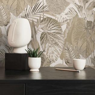 Tapeta AS Creation Famous Garden 39355-1 liście beżowe