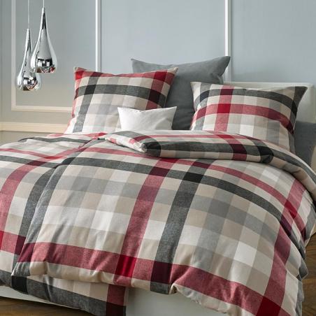 Pościel Flueresse Lech krata 603742/09 flanela krata świąteczna burberry czerwono-beżowa