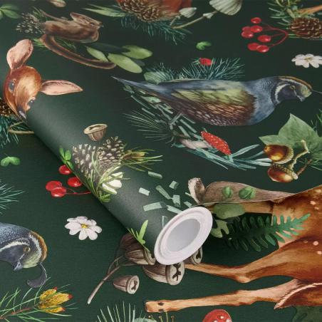 Tapeta ścienna dziecięca Rasch Kids World 300338 zwierzątka w lesie zielona