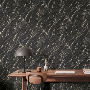 Tapeta AS Creation Casual Living 39336-2 imitacja czarnego marmuru ze złotem