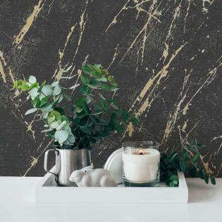 Tapeta AS Creation Casual Living 39336-2 imitacja czarnego marmuru ze złotem