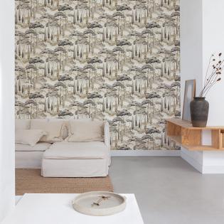 Tapeta Grandeco Arcadia A69201 drzewa na beżowym tle