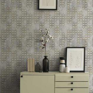 Tapeta AS Creation New Walls 37424-4 złote heksagony na szarym tle