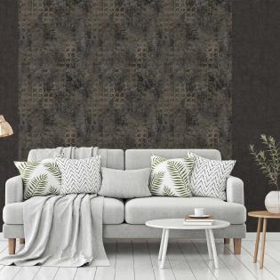 Tapeta AS Creation New Walls 37424-6 złote heksagony na czarnym tle