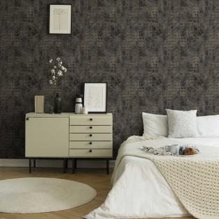 Tapeta AS Creation New Walls 37424-6 złote heksagony na czarnym tle