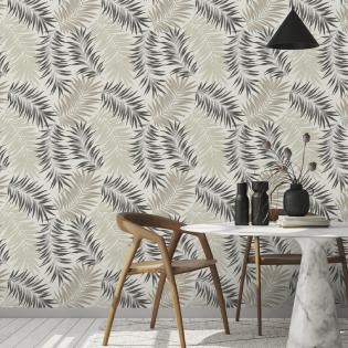 Tapeta Grandeco Asperia A56201 liście beżowe