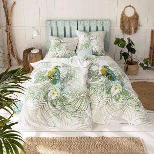 Pościel Estella Lenny 4806/530 mako satyna papuga w liściach