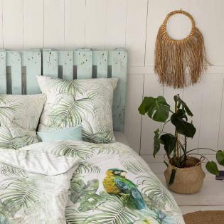 Pościel Estella Lenny 4806/530 mako satyna papuga w liściach