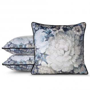 Poszewka dekoracyjna Lucia 45x45cm welurowa z kremowymi kwiatami