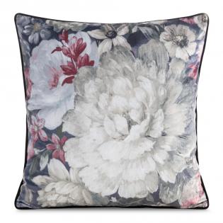 Poszewka dekoracyjna Lucia 45x45cm welurowa z kremowymi kwiatami