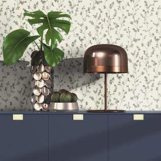 Tapeta Rasch Country Charme 486148 delikatne listki beżowo-turkusowe