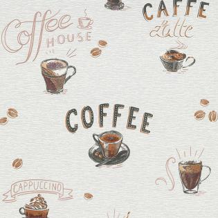 Tapeta Erismann kuchenna 10410-14 filiżanki z kawą jasna szara