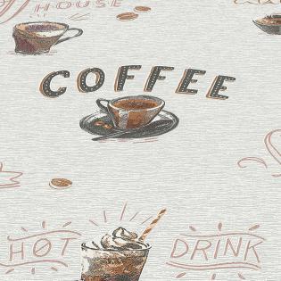 Tapeta Erismann kuchenna 10410-14 filiżanki z kawą jasna szara