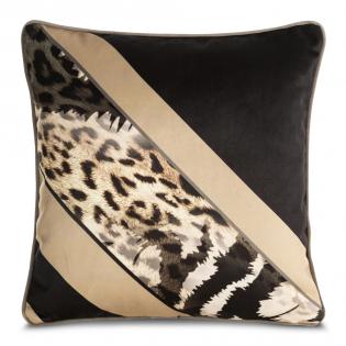Poszewka dekoracyjna Eva 2 45x45cm z motywem zwierzęcym beżowo-czarna