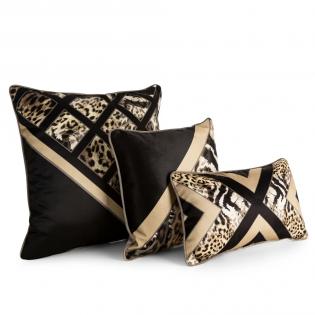 Poszewka dekoracyjna Eva 2 45x45cm z motywem zwierzęcym beżowo-czarna