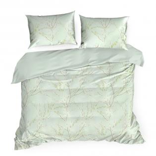 Pościel Eurofirany Nova Print Nelly 2 satyna gałązki wiśni na miętowym tle