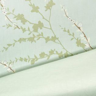 Pościel Eurofirany Nova Print Nelly 2 satyna gałązki wiśni na miętowym tle