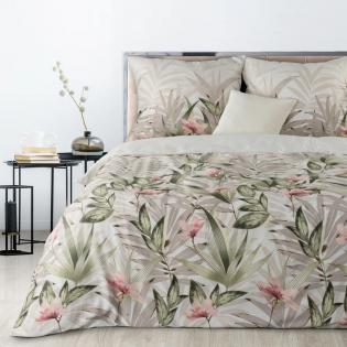 Pościel Eurofirany Classic Satin Spring 08 egzotyczne liście i kwiaty