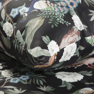 Pościel Eurofirany Nova print Gift 2 box satyna ptaki pawie na czarnym tle