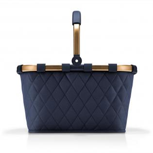 Koszyk na zakupy marki Reisenthel granatowy w romby ze złotą ramą