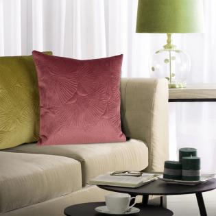 Poszewka dekoracyjna Velvet 58H 45x45cm beżowa wytłaczane liście miłorzębu